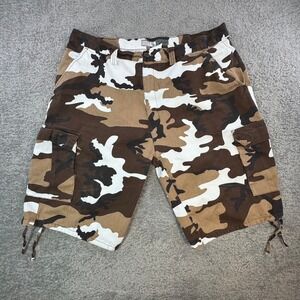Regal Wear Mens Camo Cargo Shorts Brown White Tan Size 41" Baggy Y2K Streetwear‎